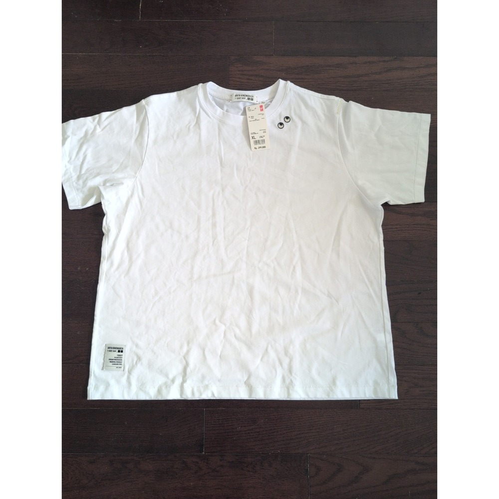 UNIQLO x Anya Hindmarch Boxy T-Shirt White Size XL NWT Embroidered Eyes Cotton